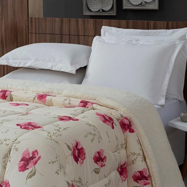 Imagem de Coberdrom Sherpa/Percal 180 Fios Estampado Queen Gran Moratta 01 Peça - Floral Rose 