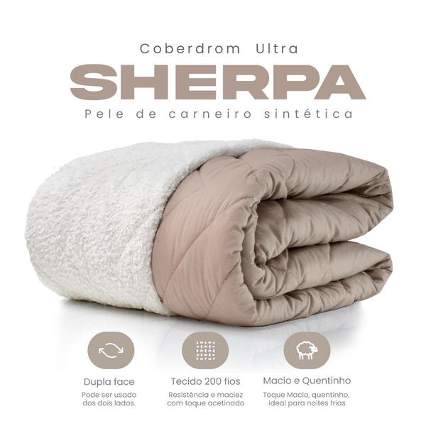 Imagem de Coberdrom sherpa super queen cobertor quente dupla face 200 fios cor avela luxo