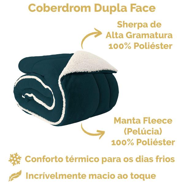 Imagem de Coberdrom Solteiro Dupla Face Grosso Manta Soft Felpuda e Sherpa 