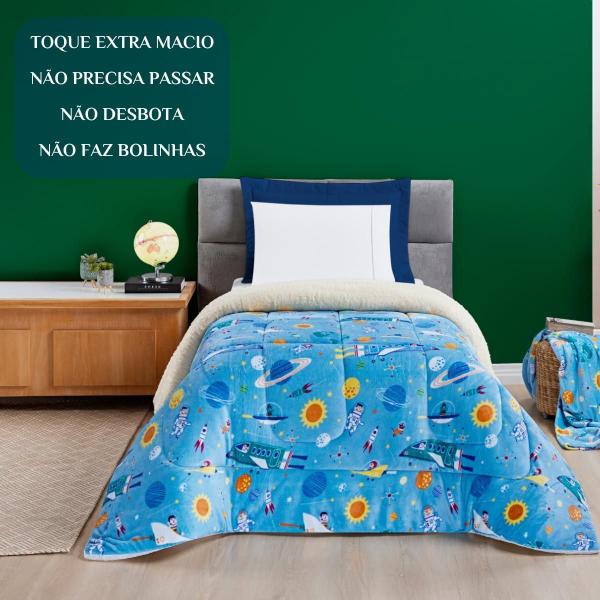 Imagem de Coberdrom Solteiro Grosso Mundo Kids Dupla Face Super Macio