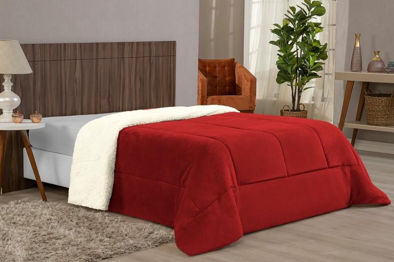 Imagem de Coberdrom Solteiro Vermelho Dupla Face Manta Soft Plush