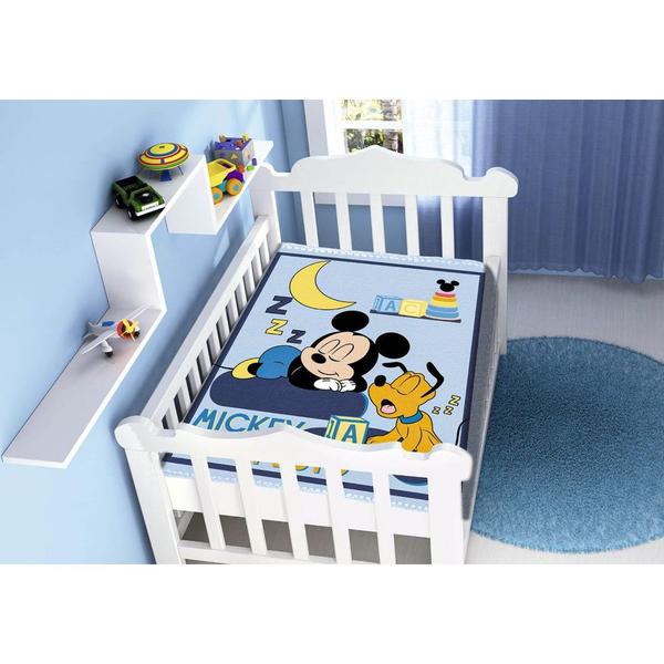 Imagem de Cobertor Bebê Disney Mickey Sonhando -Jolitex Antialérgico Raschel- Enxoval- Azul