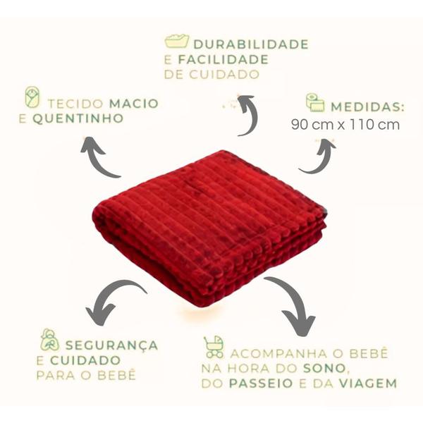 Imagem de Cobertor Bebê Pelo Alto Veludo Vermelho 90x110Cm Hazime