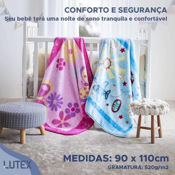 Imagem de Cobertor Bebê Raschel Corttex Antialérgico Caixa Presente - Manta Berço Microfibra Infantil 90 x 110