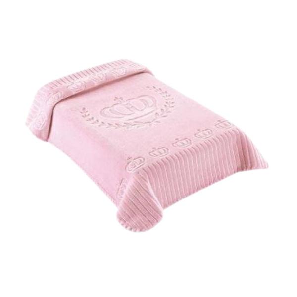 Imagem de Cobertor Bebê Relevo Feminino 110cm Manta Coberta Antialérgico Enxoval Coroa De Algodão Colibri Rosa