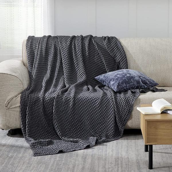 Imagem de Cobertor Bedsure Cooling Cotton Waffle Twin XL cinza escuro