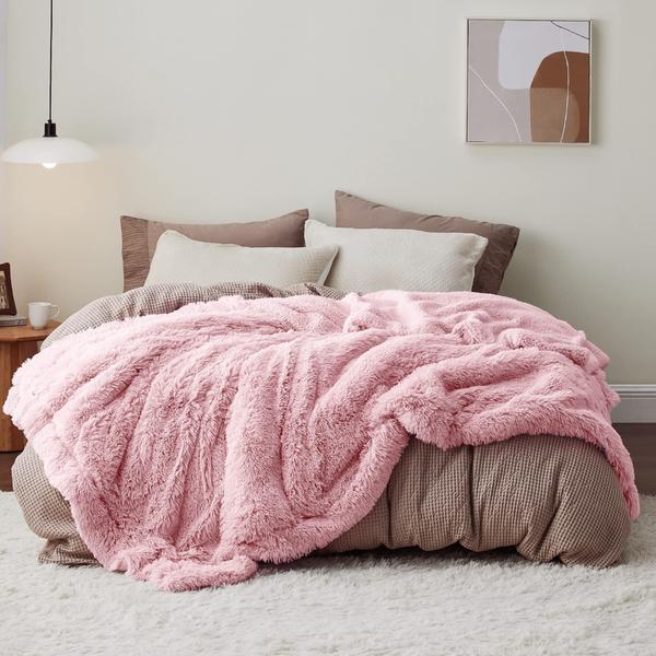 Imagem de Cobertor Bedsure Faux Fur King Size rosa 108 x 90 polegadas e 640 g/m²