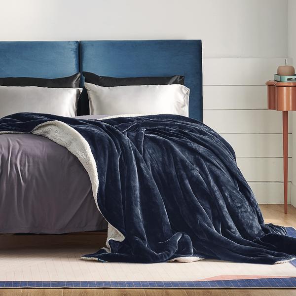 Imagem de Cobertor Bedsure Sherpa Fleece King Size 270x230cm Navy