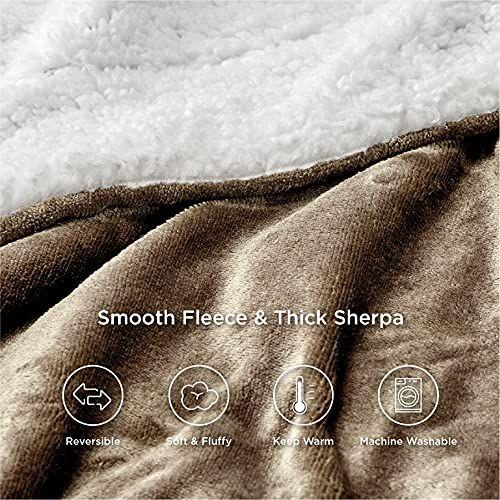 Imagem de Cobertor Bedsure Sherpa Fleece King Size para cama - Camel Grosso Fuzzy Quente Macio Cobertores Grandes King Size, 108 x 90 polegadas