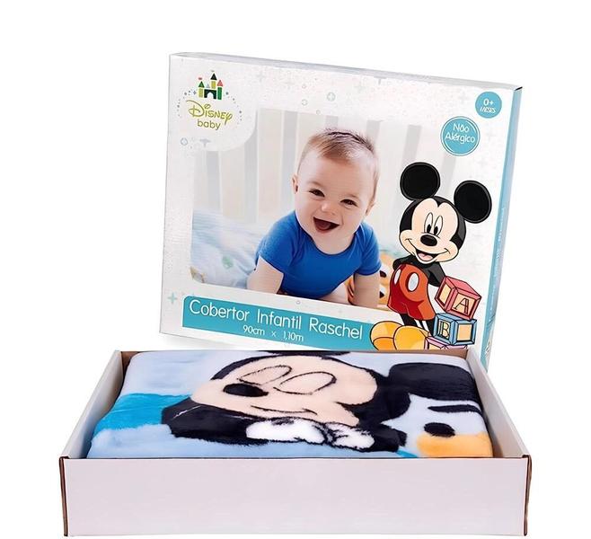 Imagem de Cobertor Berço Bebê Disney Mickey Azul Licenciado Jolitex