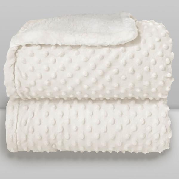 Imagem de Cobertor Branco Plush com Sherpa Dots - Laço Bebê