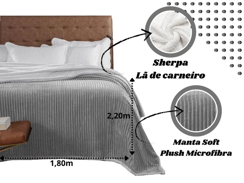 Imagem de Cobertor Casal Manta Dupla Face Sherpa E Microfibra Soft Plush Corttex