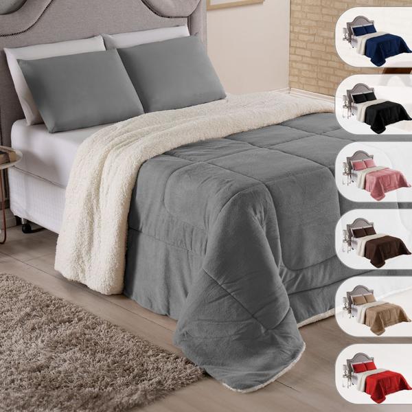 Cobertor Coberdrom Casal Queen Size Pele de Carneiro LĂŁ Sherpa Dupla Face Edredom com Mant... Cobertor Coberdrom Casal Queen Size Pele de Carneiro LĂŁ Sherpa Dupla Face Edredom com Mant...