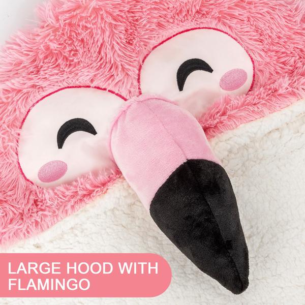 Imagem de Cobertor com capuz vestível Happy Fuel Flamingo para adultos e crianças