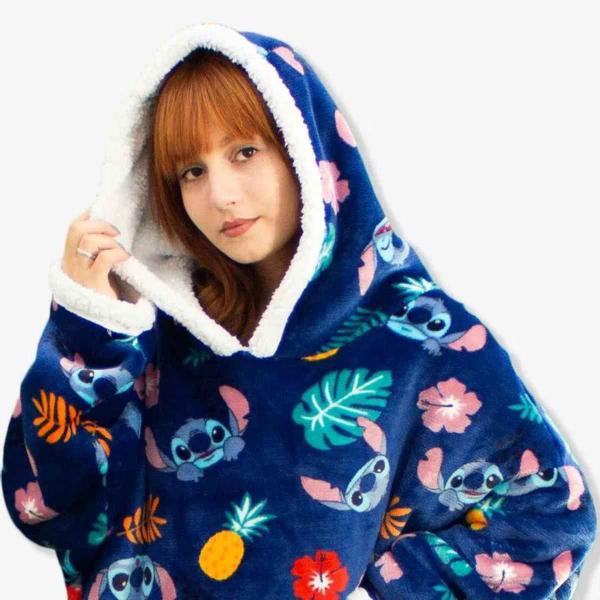 Imagem de Cobertor Com Mangas Stitch Original Disney  Zona Criativa  Hoodie Moletom Sherpa