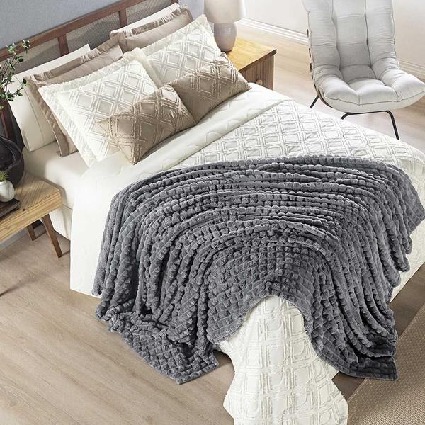 Imagem de Cobertor Comfy Queen Manta Ultrasoft Alto Relevo Super Macia - Gris - Cinza