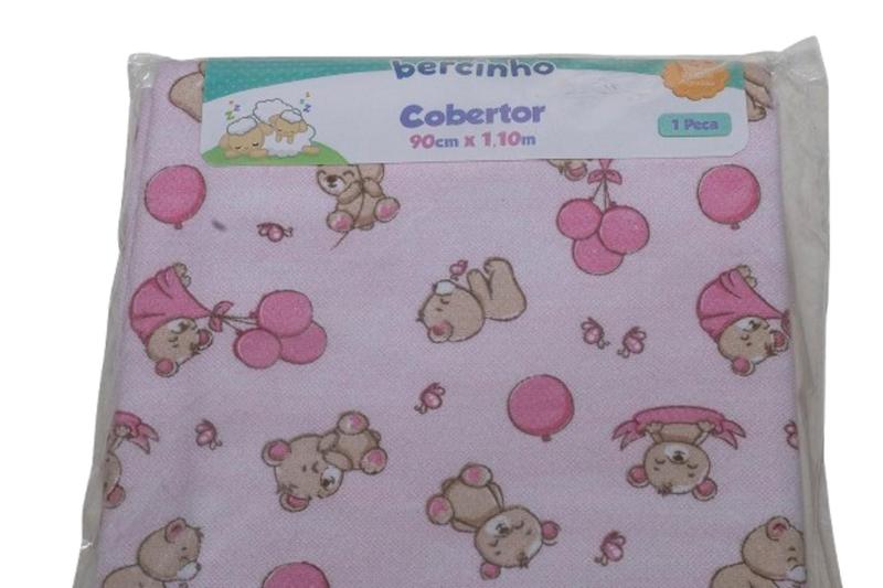 Imagem de Cobertor de Bebê Bercinho 90cm x 1,10 m Estampado Rosa / Azul