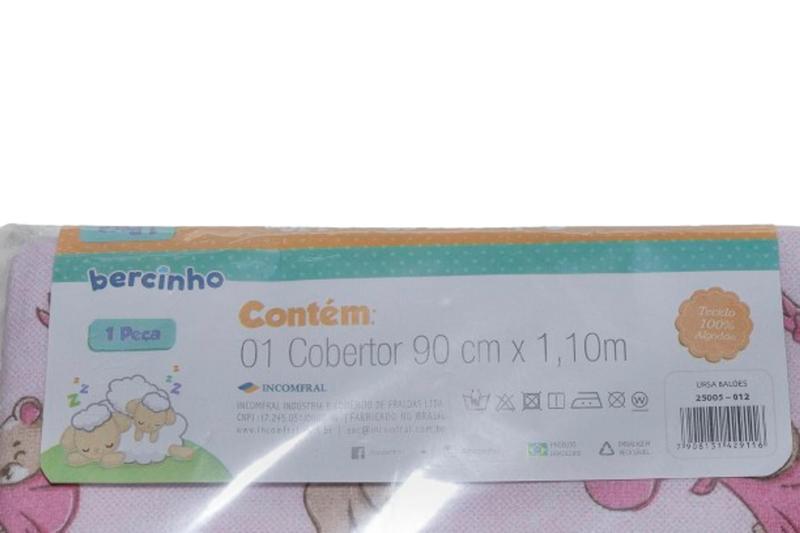 Imagem de Cobertor de Bebê Bercinho 90cm x 1,10 m Estampado Rosa / Azul