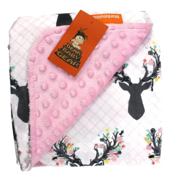 Imagem de Cobertor de bebê Dear Baby Gear Soft Floral com chifres para menina