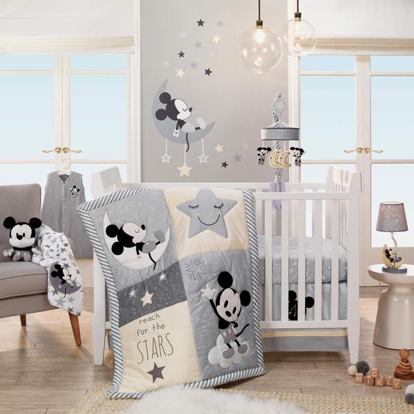 Imagem de Cobertor de bebê Lambs & Ivy Mickey Mouse branco com estrelas 76x102cm