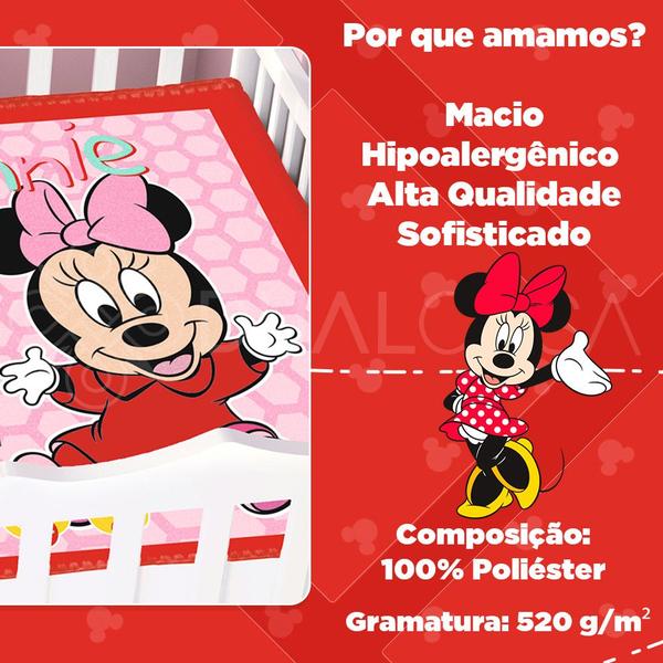 Imagem de Cobertor de Berço Jolitex Raschel Minnie Mouse 90 x 110cm