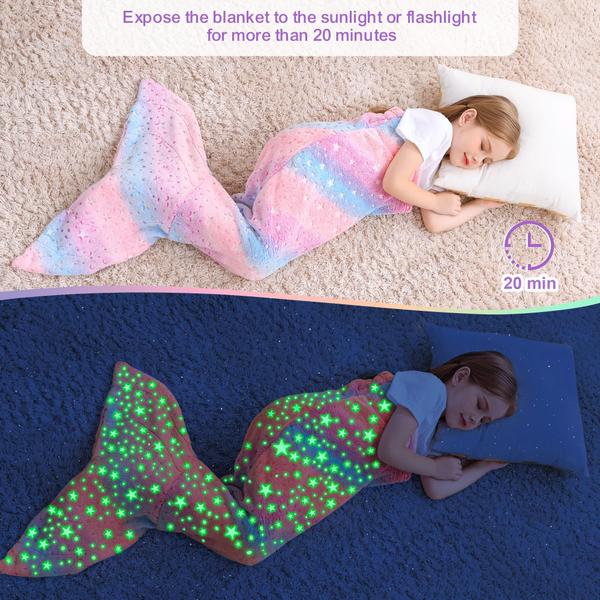 Imagem de Cobertor de cauda de sereia Softan Kids Glow in The Dark 17x39