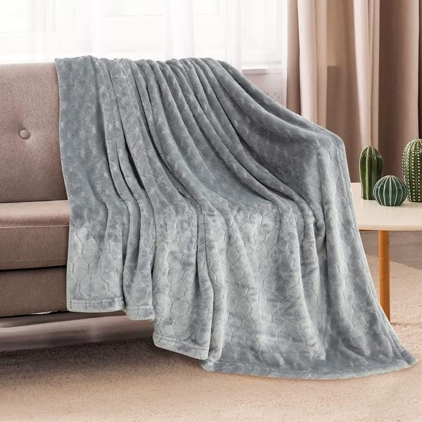 Imagem de Cobertor de lã TOONOW Super Soft Cozy 130 x 150 cm cinza claro