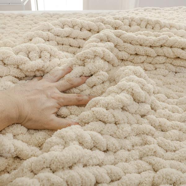 Imagem de Cobertor de malha Chunky Throw YAAPSU Soft Jumbo Chenille 130x160