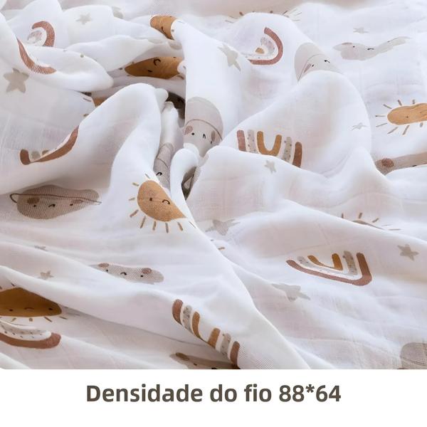 Imagem de Cobertor de Musselina para Bebê 120x110cm - Algodão de Bambu Macio