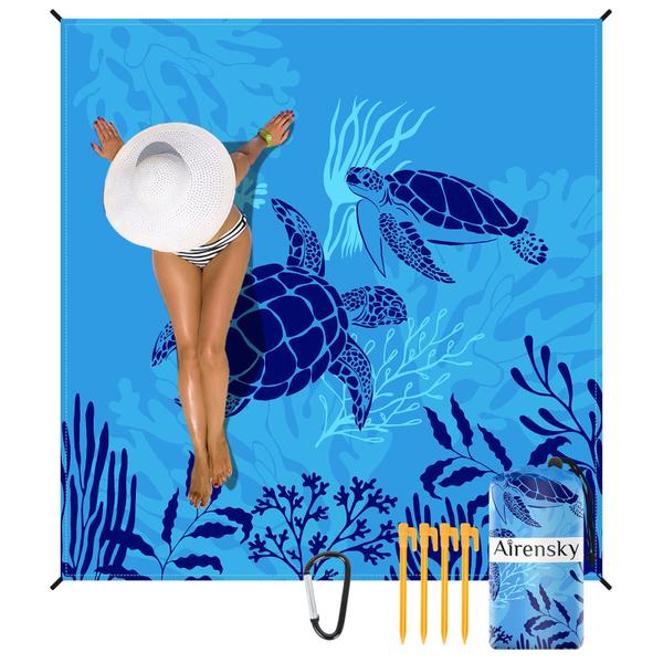 Imagem de Cobertor de praia Airensky Sandproof 79x82cm Azul Impermeável