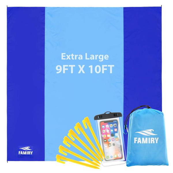 Imagem de Cobertor de praia Family Sand Free extra grande 3 x 2,7 m azul