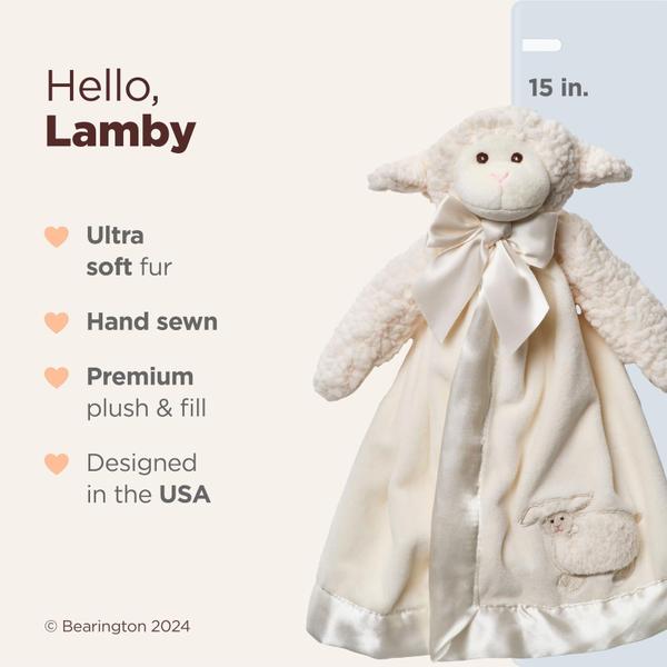 Imagem de Cobertor de segurança para animais de pelúcia Bearington Lamby 38cm