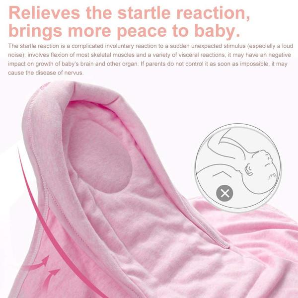 Imagem de Cobertor de Swaddle recém-nascido Knirose e envoltório infantil unissex, com função de proteção da cabeça e suporte da cabeça, feito de algodão penteado (botão, rosa, 0-3 meses + 3-6 meses)