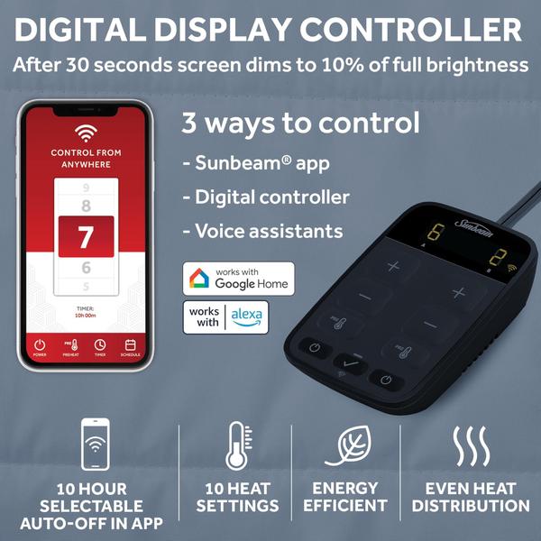 Imagem de Cobertor elétrico Sunbeam Wi-Fi Connected King Size branco