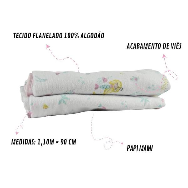 Imagem de Cobertor Estampado Sereia 1,10M 90 Cm - Papi Mami