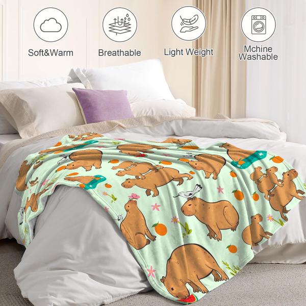 Imagem de Cobertor Fihevur Capybara Flannel Fleece 130x150cm para crianças