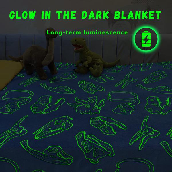 Imagem de Cobertor GEULAY Dinosaur Glow in The Dark Fleece Blue Kids