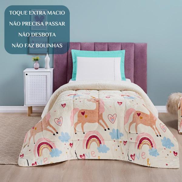 Imagem de Cobertor Grosso Solteiro Estampado Mundo Kids Dupla Face