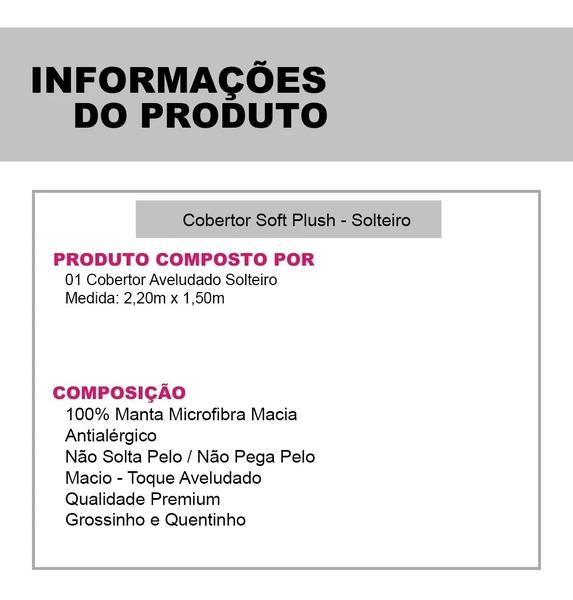 Imagem de Cobertor Grosso Solteiro Manta Microfibra Aveludada  Antialergica 220x150cm - Hotel Pousada - Inverno