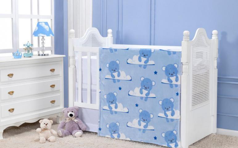 Imagem de Cobertor Infantil Baby Flannel Urso Cor Azul