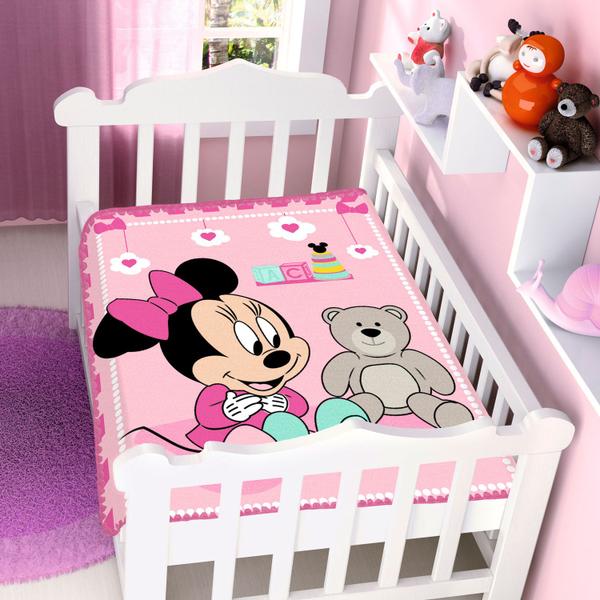 Imagem de Cobertor Infantil Disney Baby Minnie Jolitex Rosa 90x110cm