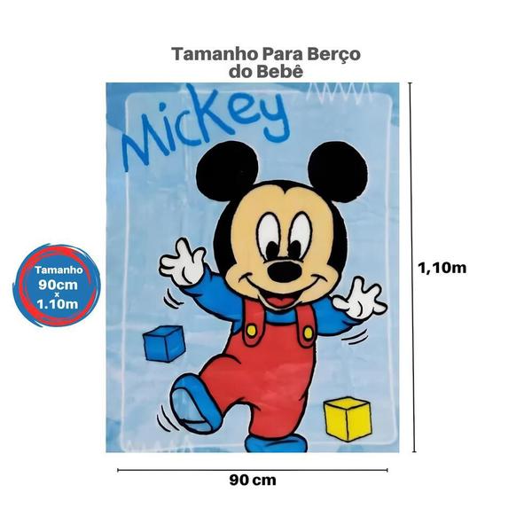 Imagem de Cobertor Infantil Masculino Mickey Passinhos Disney Para Bebê Menino Berço Cama Manta Antialérgico Jolitex