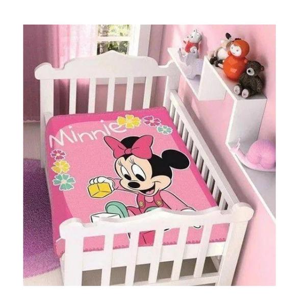 Imagem de Cobertor Infantil Raschel Plus Disney Minnie e Mickey Bebê Rosa Azul