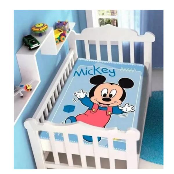 Imagem de Cobertor Infantil Raschel Plus Disney Minnie e Mickey Bebê Rosa Azul