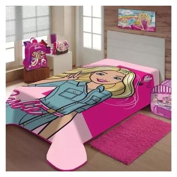 Imagem de Cobertor Infantil Solteiro Jolitex de Microfibra Disney Raschel Plus Barbie