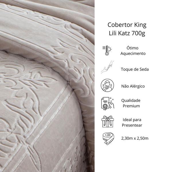 Cobertor Jolitex King Lili Katz 2,30x2,50m Alto Relevo 700g/m Imagem de Cobertor Jolitex King Lili Katz 2,30x2,50m Alto Relevo 700g/m