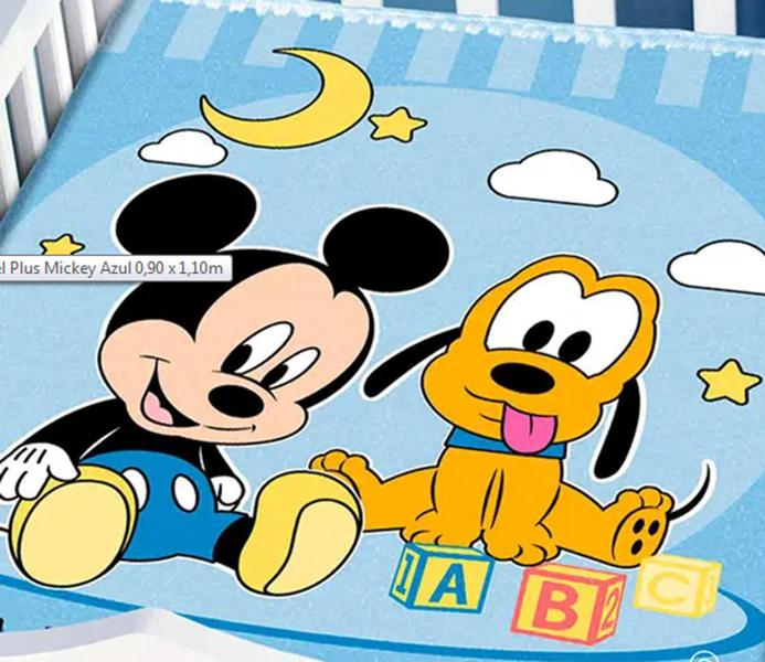 Imagem de Cobertor Manta Bebê Berço Raschel Plus Disney Mickey e Pluto - Não Alérgico