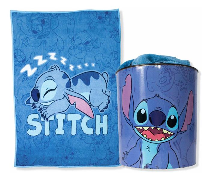 Imagem de Cobertor Manta Com Balde 5l Pipoca Stitch Disney Infantil
