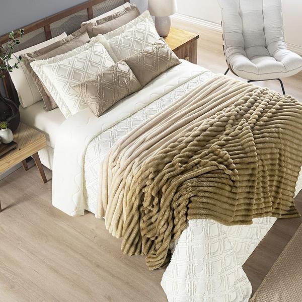 Imagem de Cobertor Manta Flannel Cama Casal Queen King Canelada Fluffy