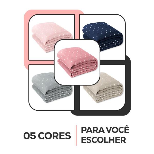 Imagem de Cobertor Manta King Size Microfibra Fleece Coberta 2,20 x 2,40 mts Soft Flannel Antialergico Poá Bolinha